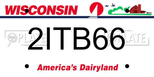 2ITB66 Wisconsin License Plate