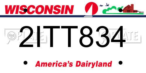 2ITT834 Wisconsin License Plate