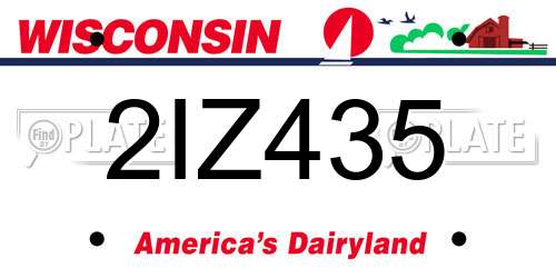 2IZ435 Wisconsin License Plate
