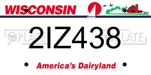 2IZ438 Wisconsin License Plate