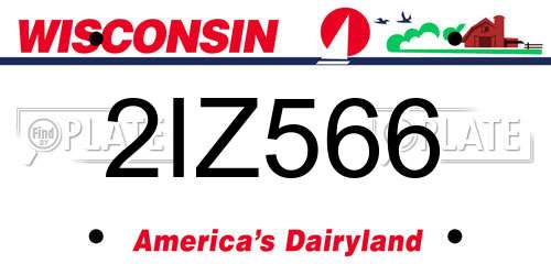 2IZ566 Wisconsin License Plate