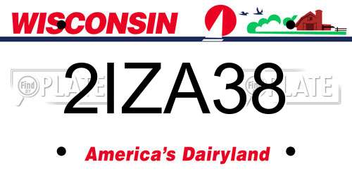 2IZA38 Wisconsin License Plate