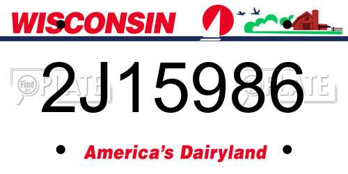 2J15986 Wisconsin License Plate