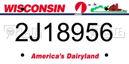 2J18956 Wisconsin License Plate