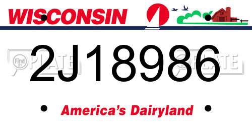 2J18986 Wisconsin License Plate