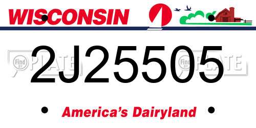 2J25505 Wisconsin License Plate