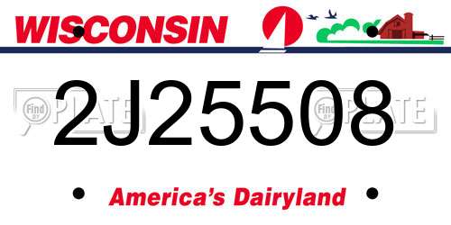 2J25508 Wisconsin License Plate