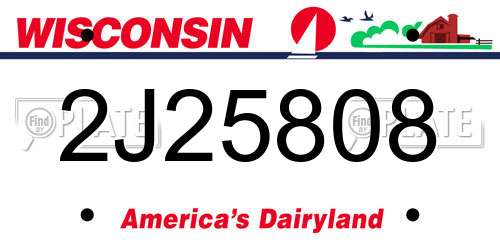 2J25808 Wisconsin License Plate