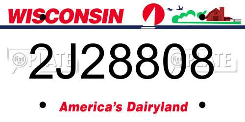 2J28808 Wisconsin License Plate