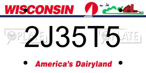 2J35T5 Wisconsin License Plate