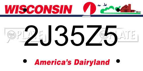 2J35Z5 Wisconsin License Plate