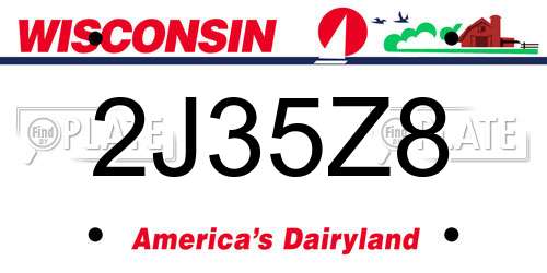 2J35Z8 Wisconsin License Plate