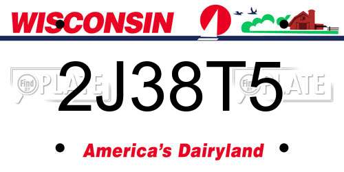 2J38T5 Wisconsin License Plate