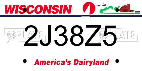 2J38Z5 Wisconsin License Plate