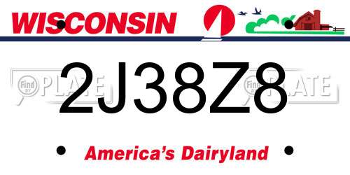 2J38Z8 Wisconsin License Plate