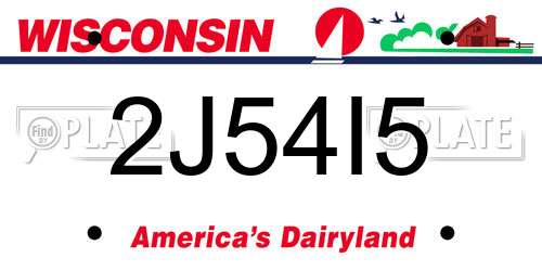 2J54I5 Wisconsin License Plate