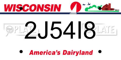 2J54I8 Wisconsin License Plate