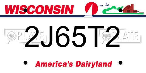 2J65T2 Wisconsin License Plate