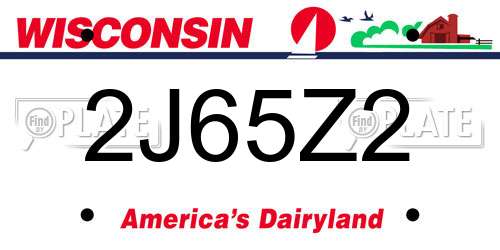 2J65Z2 Wisconsin License Plate