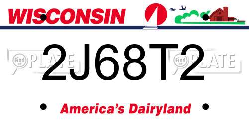 2J68T2 Wisconsin License Plate