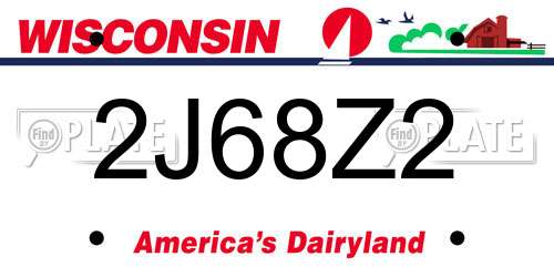 2J68Z2 Wisconsin License Plate