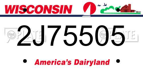 2J75505 Wisconsin License Plate