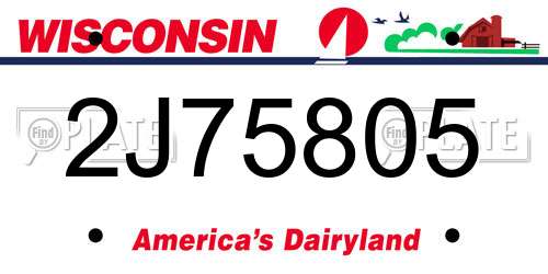 2J75805 Wisconsin License Plate