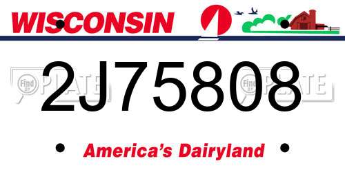 2J75808 Wisconsin License Plate