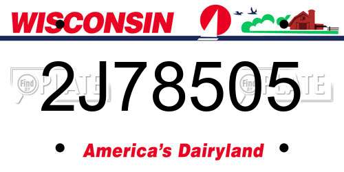 2J78505 Wisconsin License Plate