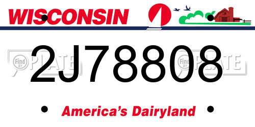 2J78808 Wisconsin License Plate