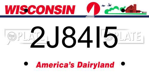 2J84I5 Wisconsin License Plate