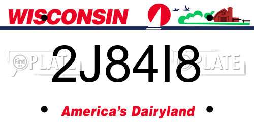 2J84I8 Wisconsin License Plate