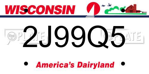 2J99Q5 Wisconsin License Plate