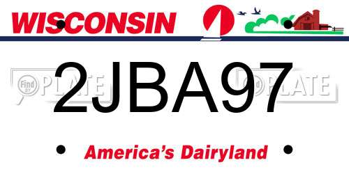 2JBA97 Wisconsin License Plate
