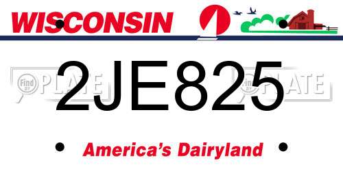 2JE825 Wisconsin License Plate