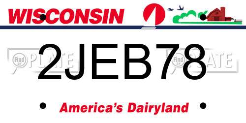 2JEB78 Wisconsin License Plate