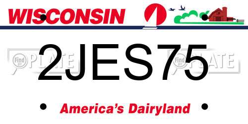 2JES75 Wisconsin License Plate