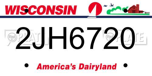 2JH6720 Wisconsin License Plate