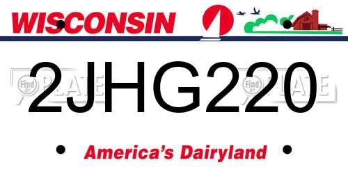 2JHG220 Wisconsin License Plate