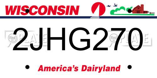 2JHG270 Wisconsin License Plate