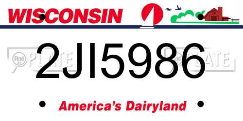 2JI5986 Wisconsin License Plate