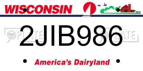 2JIB986 Wisconsin License Plate