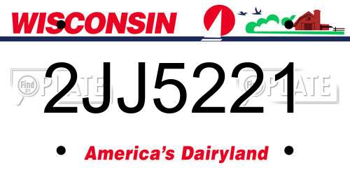 2JJ5221 Wisconsin License Plate