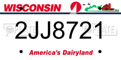 2JJ8721 Wisconsin License Plate
