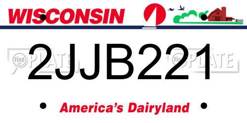 2JJB221 Wisconsin License Plate