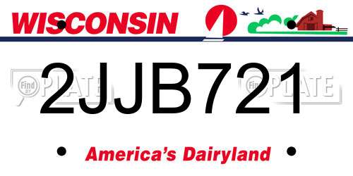 2JJB721 Wisconsin License Plate