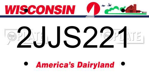 2JJS221 Wisconsin License Plate