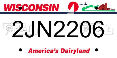 2JN2206 Wisconsin License Plate