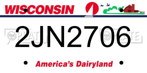 2JN2706 Wisconsin License Plate