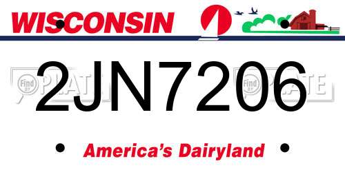 2JN7206 Wisconsin License Plate